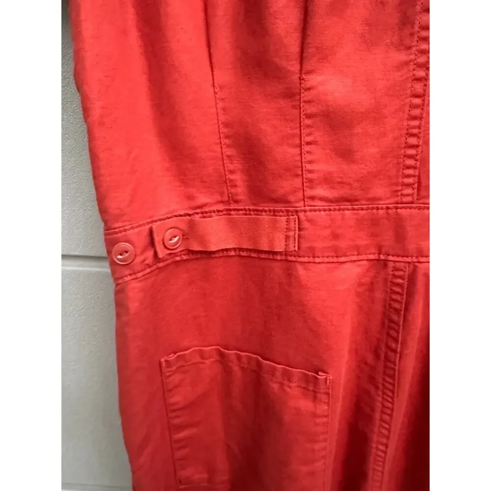 Quince Women Linen/Organic Cotton Utility Jumpsuit Overall Terracotta Sz S